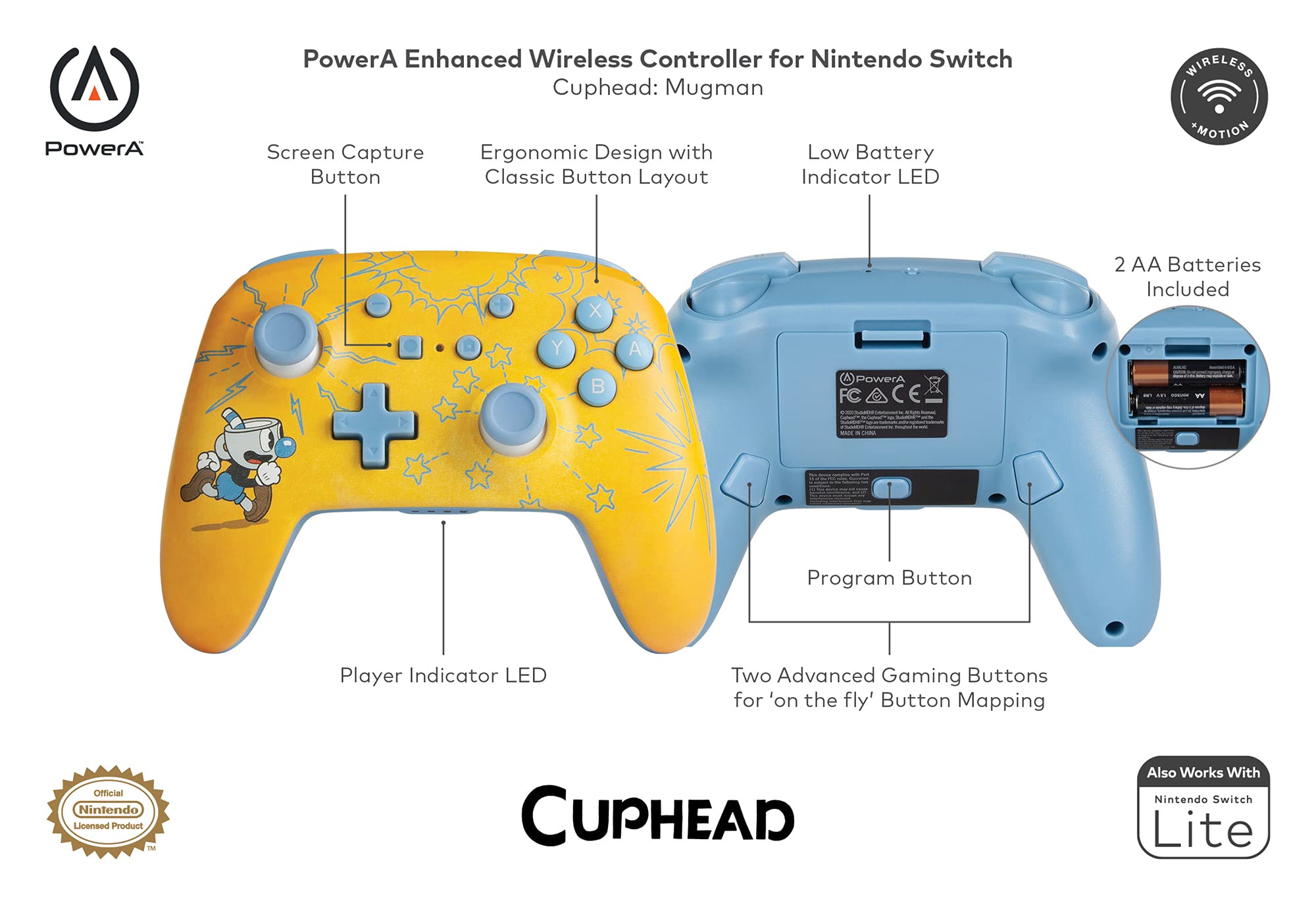Buy PowerA Enhanced Wireless Controller Cuphead Mugman, Nintendo