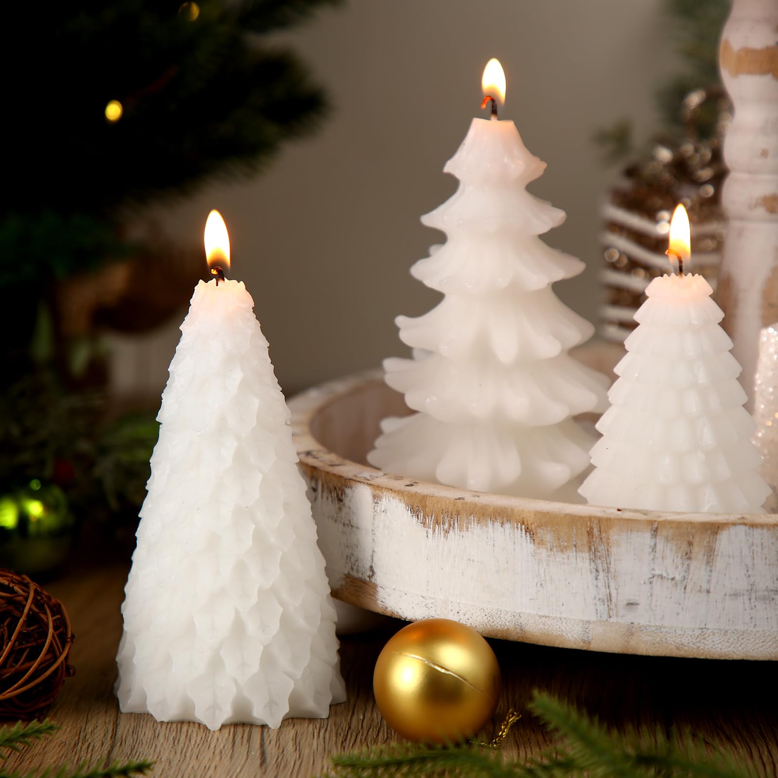 MTLEE Lot de 6 bougies de Noël parfumées au soja pour sapin de Noël - Décoration d'intérieur - Bougie en cire faite à la main pour chambre à coucher, salle de bain, fête