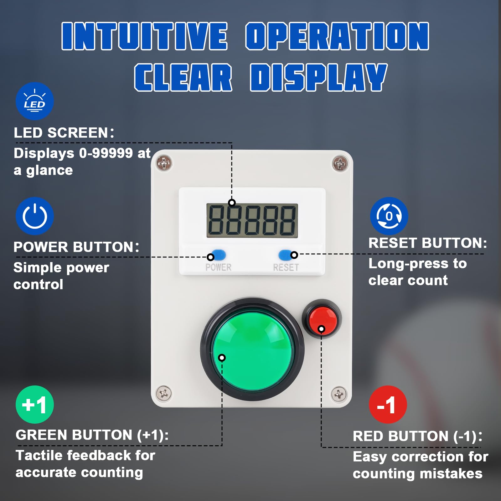 JIAWANSHUN Digitaler LED-Aufwärtszähler, 5-stelliger Druckknopf-Zähler mit Reset und Pause, automatische Abschaltung und Datenspeicherung, digitaler Rundenzähler für Schwimm-Runden-Tracker