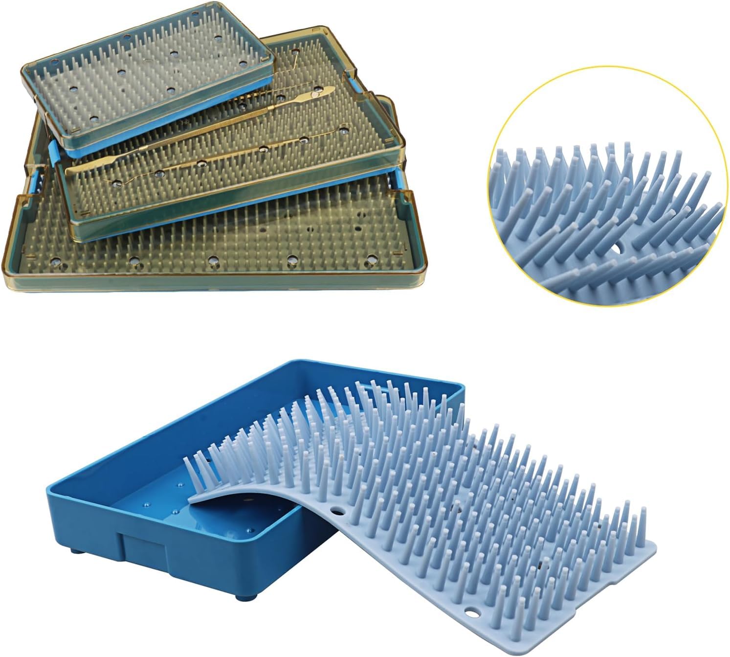 L/M/S Caja de almacenamiento de instrumentos autoclavable para instrumentos con bandeja de esterilización con alfombrilla de silicona (L)