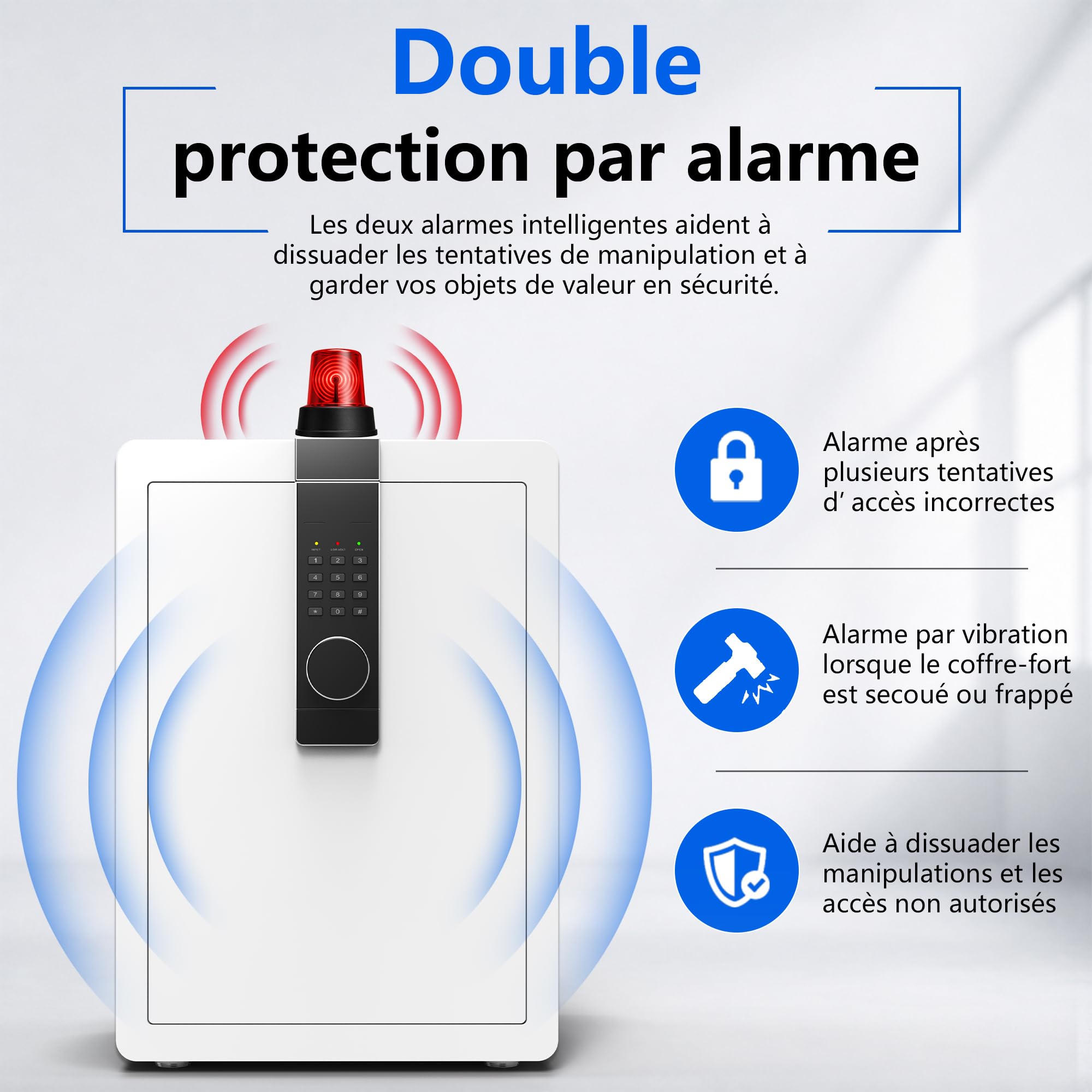 29KG Lourd Coffre Fort en Acier, 82L Coffre-fort Électronique avec Digitale Code et Clé, pour Maison et Bureau, Idéal pour Bijoux, Argent et Documents A4, Notice en Français (Blanc,82L)