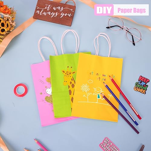 Miniatura 4 de TOMNK Paquete de 152 bolsas de papel con asas de 5.2 x 3.3 x 8 pulgadas, bolsas de regalo de papel kraft de 8 colores a granel, bolsas de recuerdo