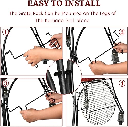 Miniatura 5 de KAMaster Rejilla funciona para Kamado Big Grill Joe Grill de acero con recubrimiento en polvo, accesorio perfecto para almacenar rejilla de parrilla