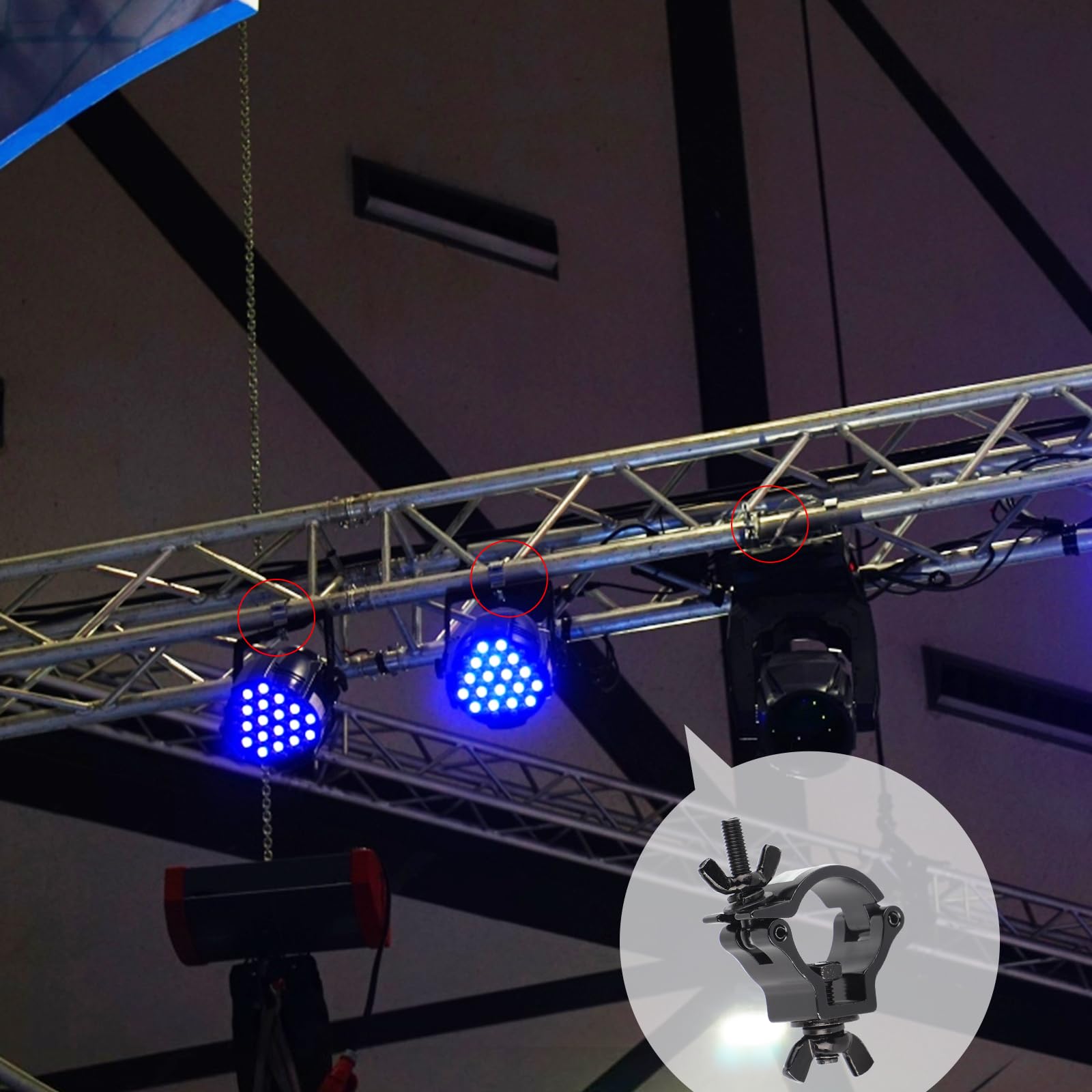 DBREAKS Truss Clamp, 8Pcs Morsetto per Luci da Palcoscenico TÜV/38-41mm Luce di Scena Morsetti Gancio di Lega di Alluminio/Montare Morsetti Luce della fase/Morsetti per illuminazione palcoscenico Nero