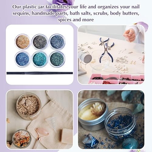 Miniatura 7 de 500 frascos de plástico de 1 onza a granel vacíos para cosméticos con tapas blancas a prueba de fugas, recipientes de muestra de maquillaje redondos