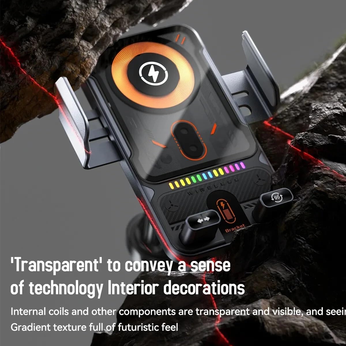 Cargador inalámbrico de coche con detección automática y rotación inteligente, carga rápida de 15 W, soporte universal para teléfono de ventilación y soporte de carga de abrazadera automática, estable
