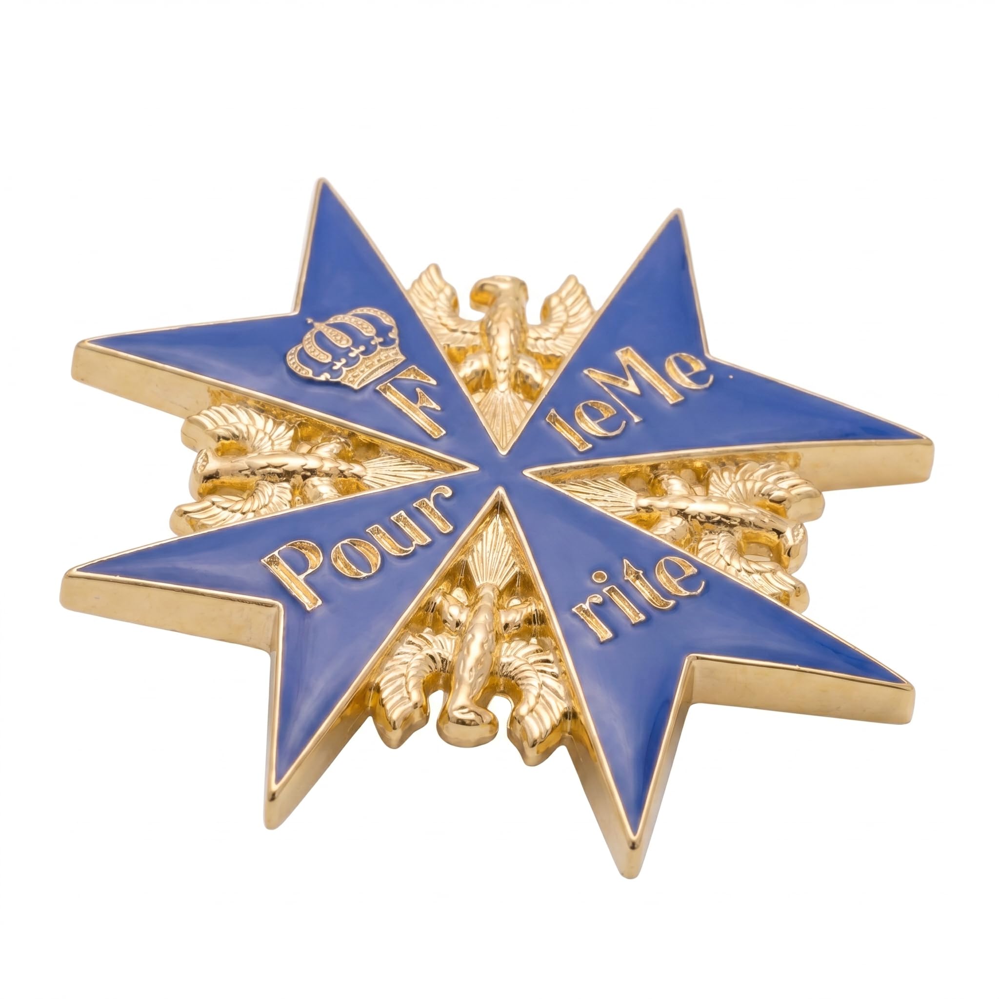 FREECROWS Pour Le Merite Military Medal Gold Plated Replica - Blue Max Prussian Order Reproduction, Historical Collectable Memorabilia