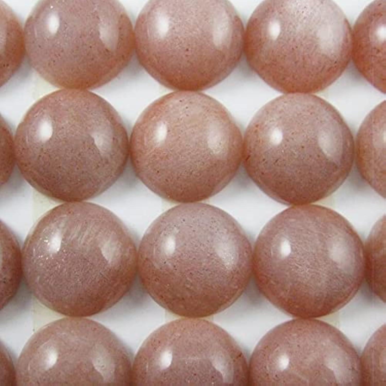 Pierre de lune rose cabochon rond 14mm LKBEADS lot de 5 pièces calibrées sans défaut pour sertis plats