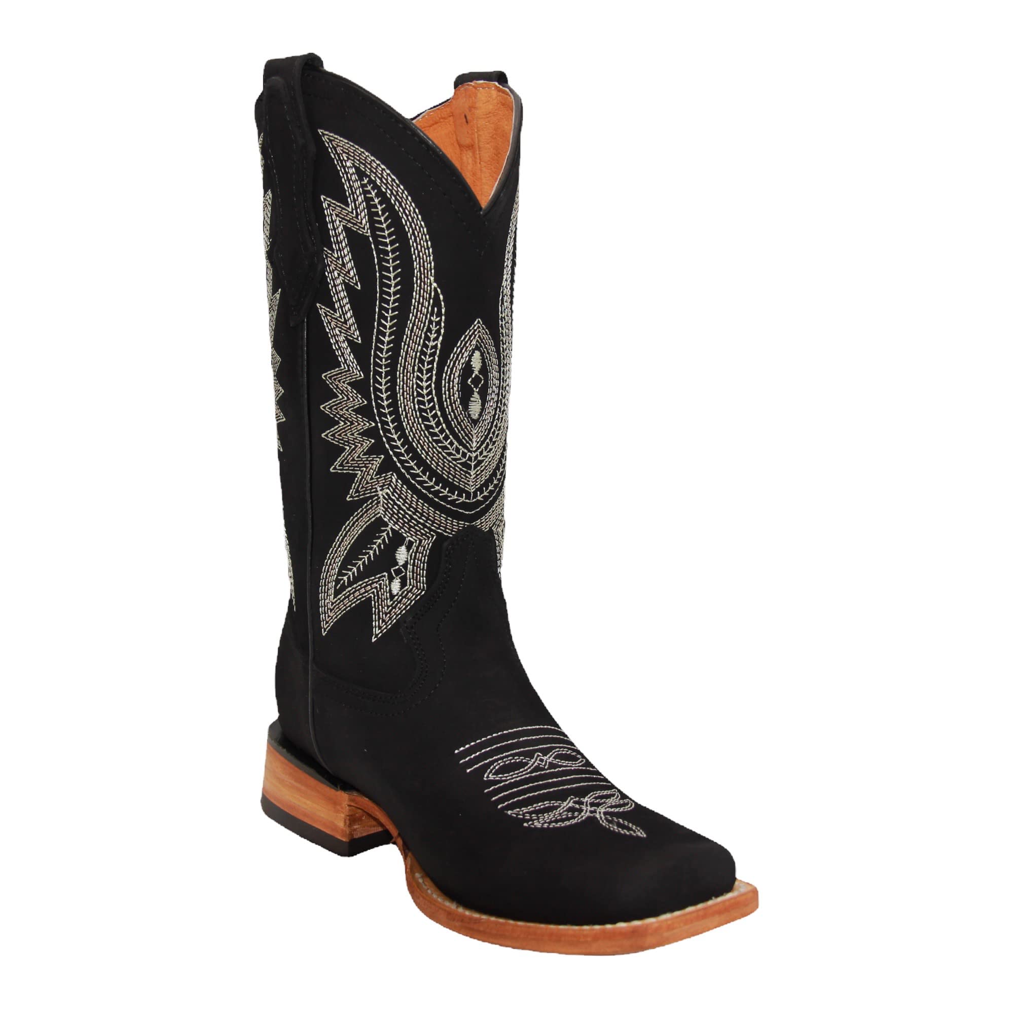 Womens Leather Western Boot Square Toe Cowboy Boot For Women Mid Calf