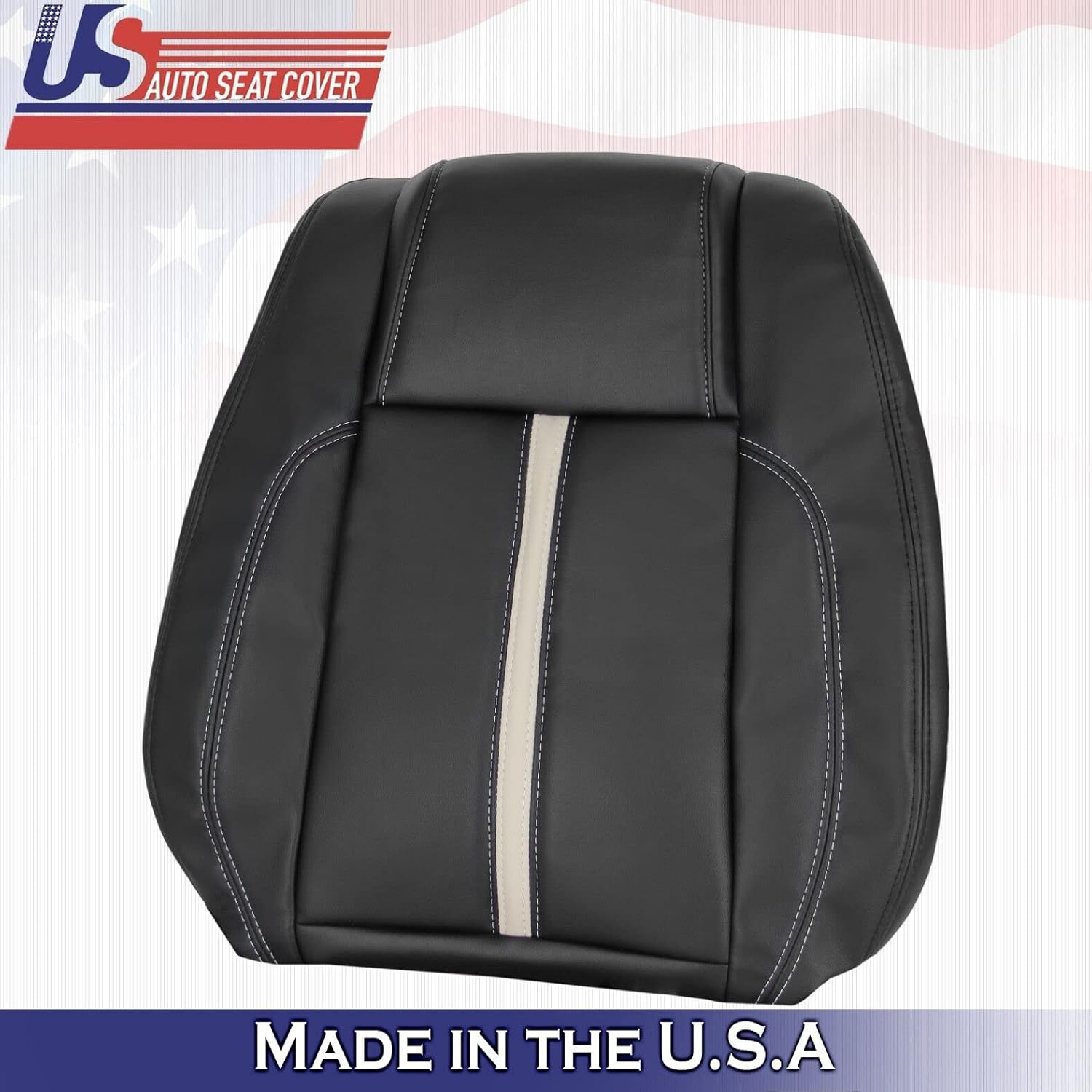 U.S.AutoSeatCover 2010 Compatible with Compatible withd Mustang Gt Coupe Front 2 Top & 2 Bottom Leather Seat Covers Black