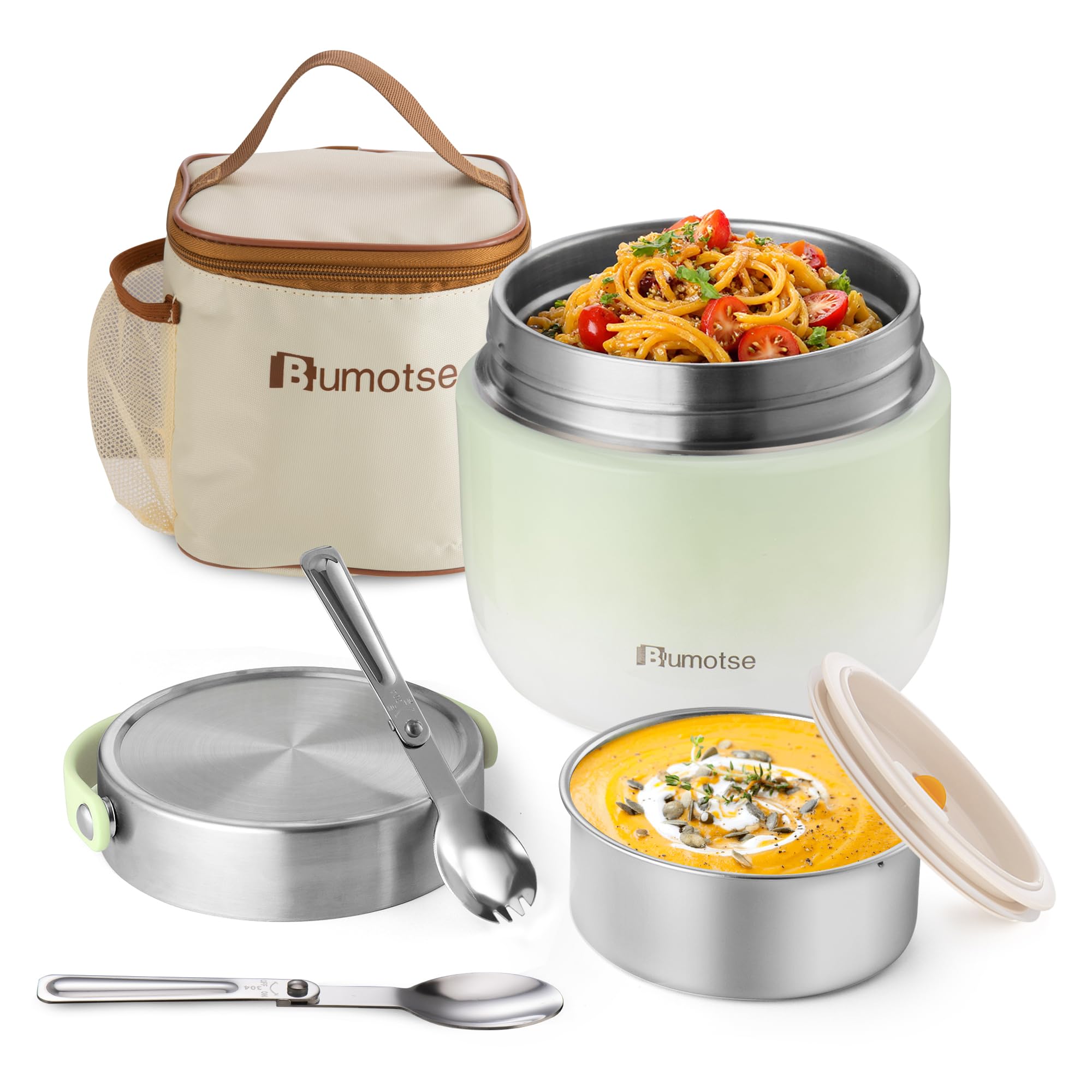 40 oz Insulated Food Jar, Dual Compartments, 8-Hour Heat Retention | Leakproof silicone-s…