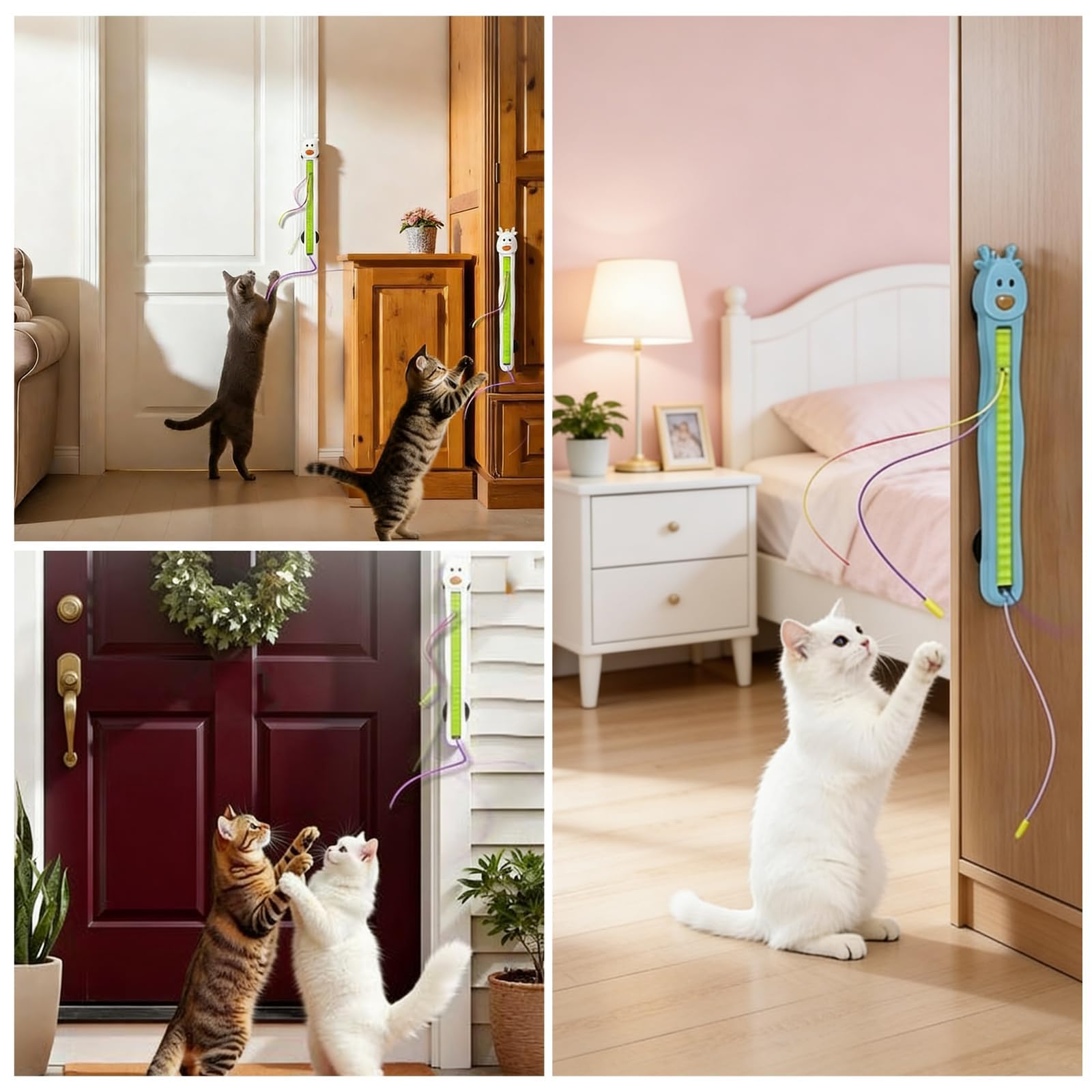 Jouet pour Chat avec Corde Volante Automatique, de Calme À Fou, Jouet Mural Électrique Automatique pour Chat, Jouets Enrichissants Rechargeables pour la Cuisine Ou la Salle de Jeux Blue