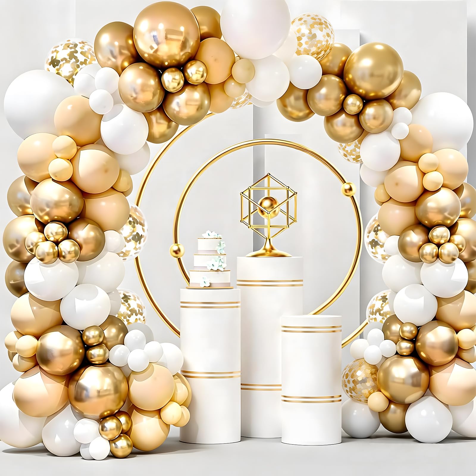 Round Latex Balloons 12in 60pcs - Gold Balloons Arch Kit for Birthday Anniversary Wedding Decoration