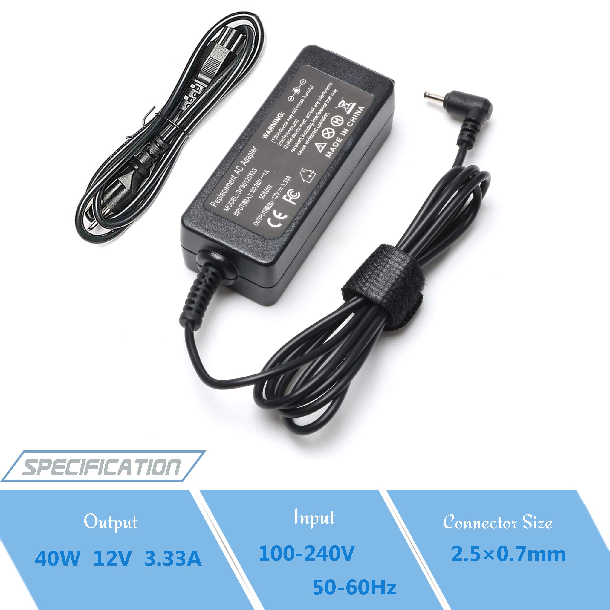 40W Laptop Charger AC Adapter Power Supply for Samsung Chromebook 3 xe500c13 xe500c13-k01us xe500c13-k02us xe500c13-k03us xe500c13-k04us xe501c13-k01us xe501c13-k02us xe500c12-k01us xe303c12-a01us