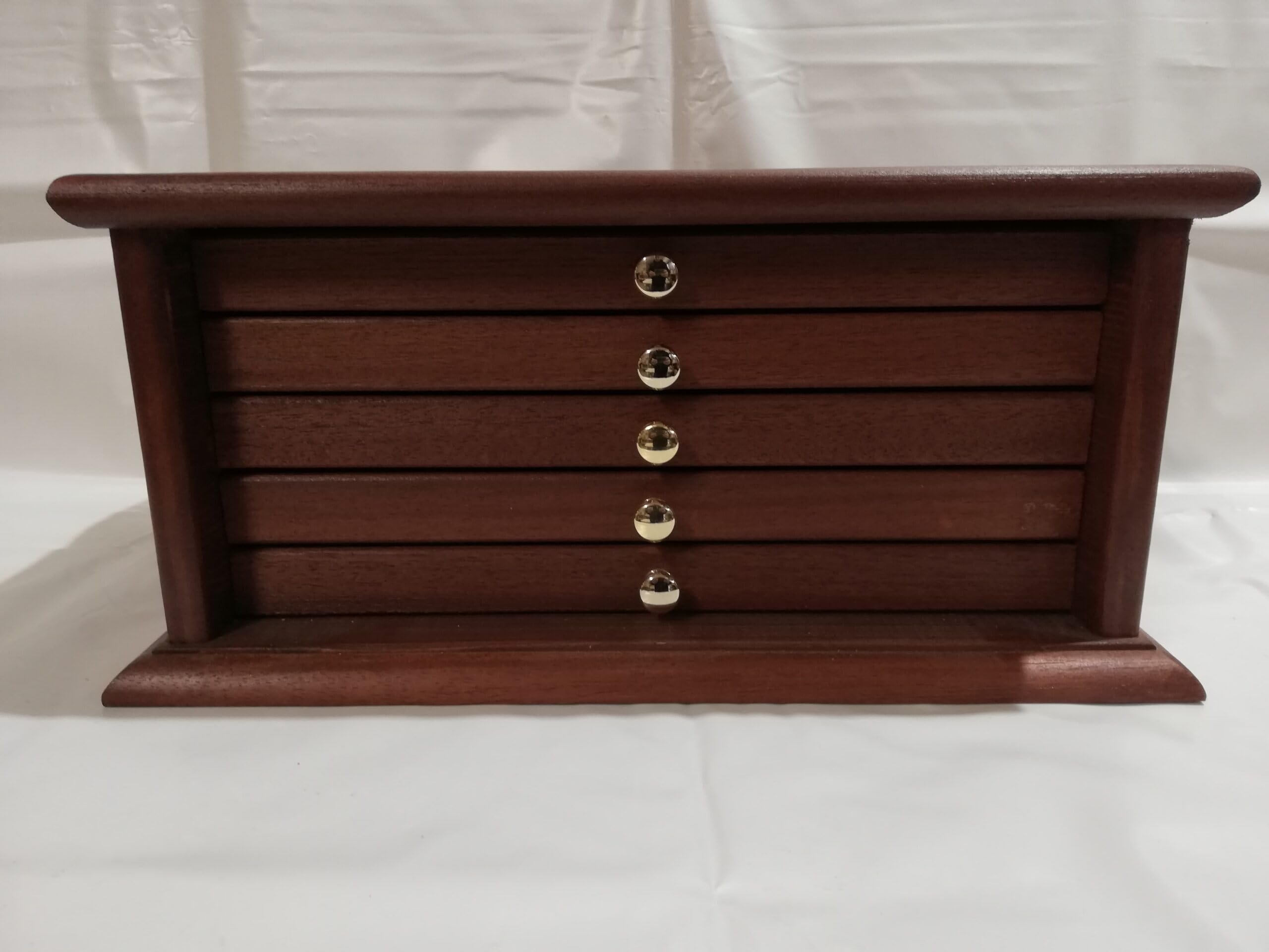 Monetario para Monedas y medallas, Mueble de Madera con 5 cajones y Terciopelo, Expositor Artesanal de numismática Personalizable con Grabado láser, Hecho a Mano en Italia