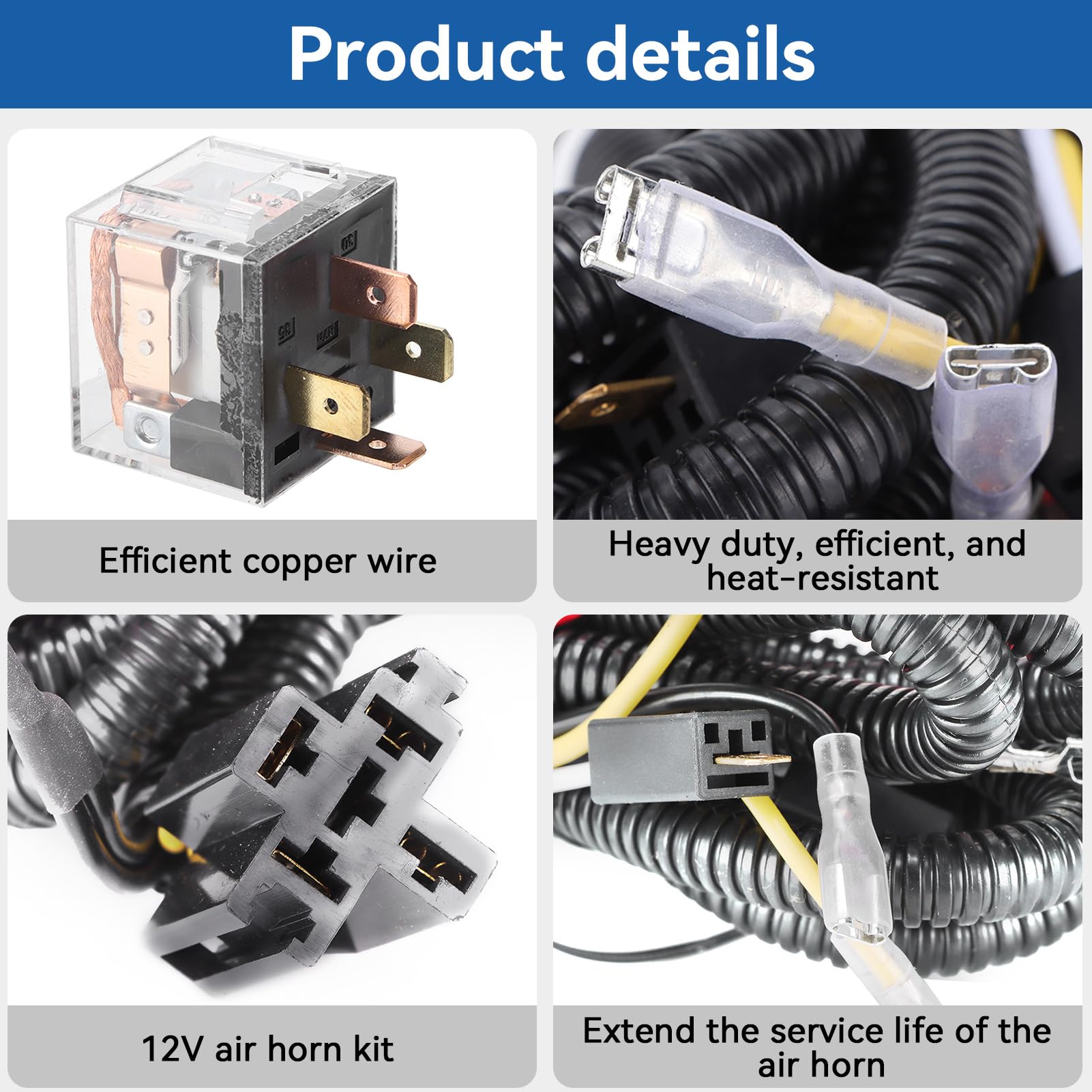 Kit de relais de faisceau de câbles de klaxon 12 V, klaxon à air comprimé monté sur calandre pour voiture et camion kit universel pour voiture camion et moto