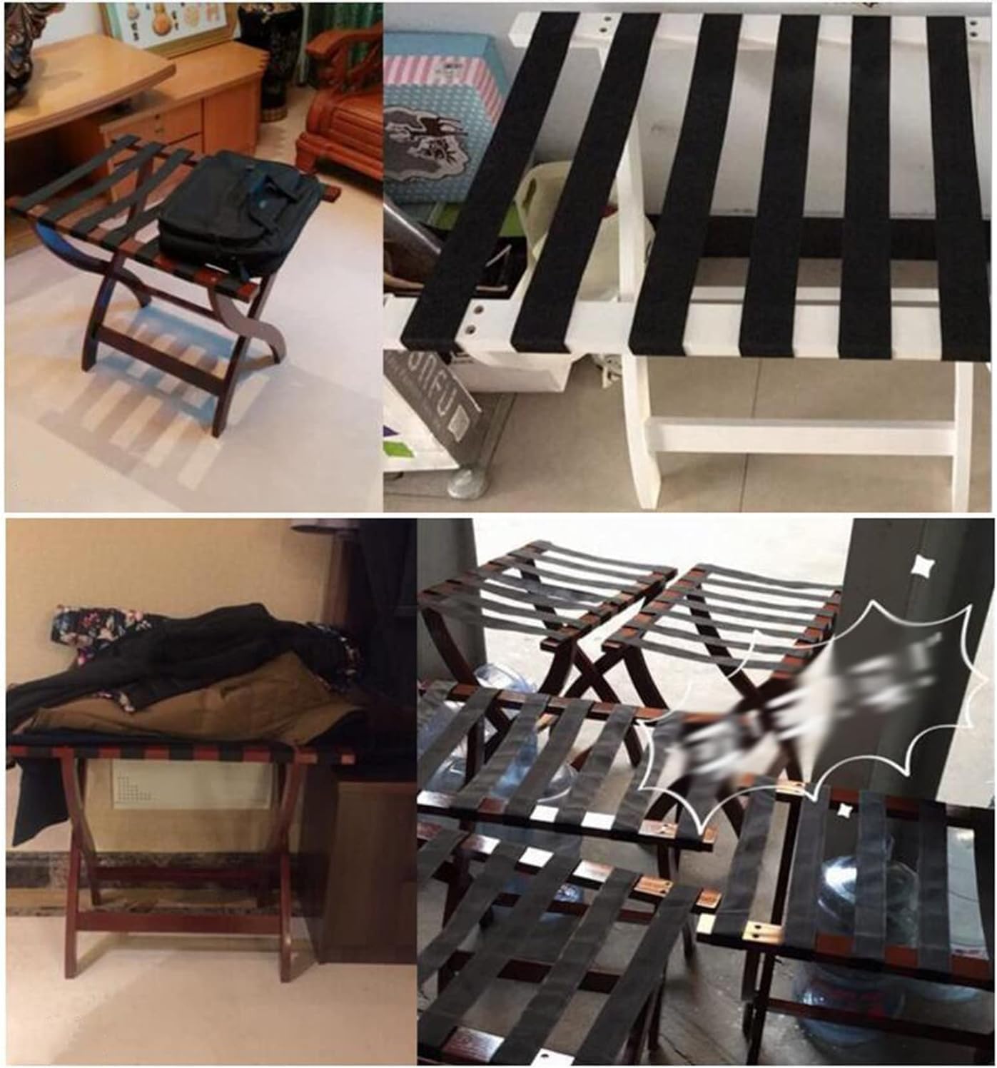 TIST Luggage Rack Folding Luggage Rack for Home Bedroom Hote,Folding Hard Bamboo Luggage Rack
