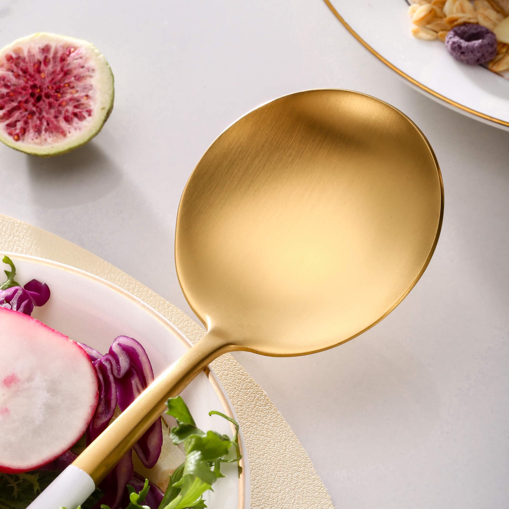 Lemeya Gold Salad Servers - Stainless Steel -4 Lemeya Gold Salad Servers - Stainless Steel -4
