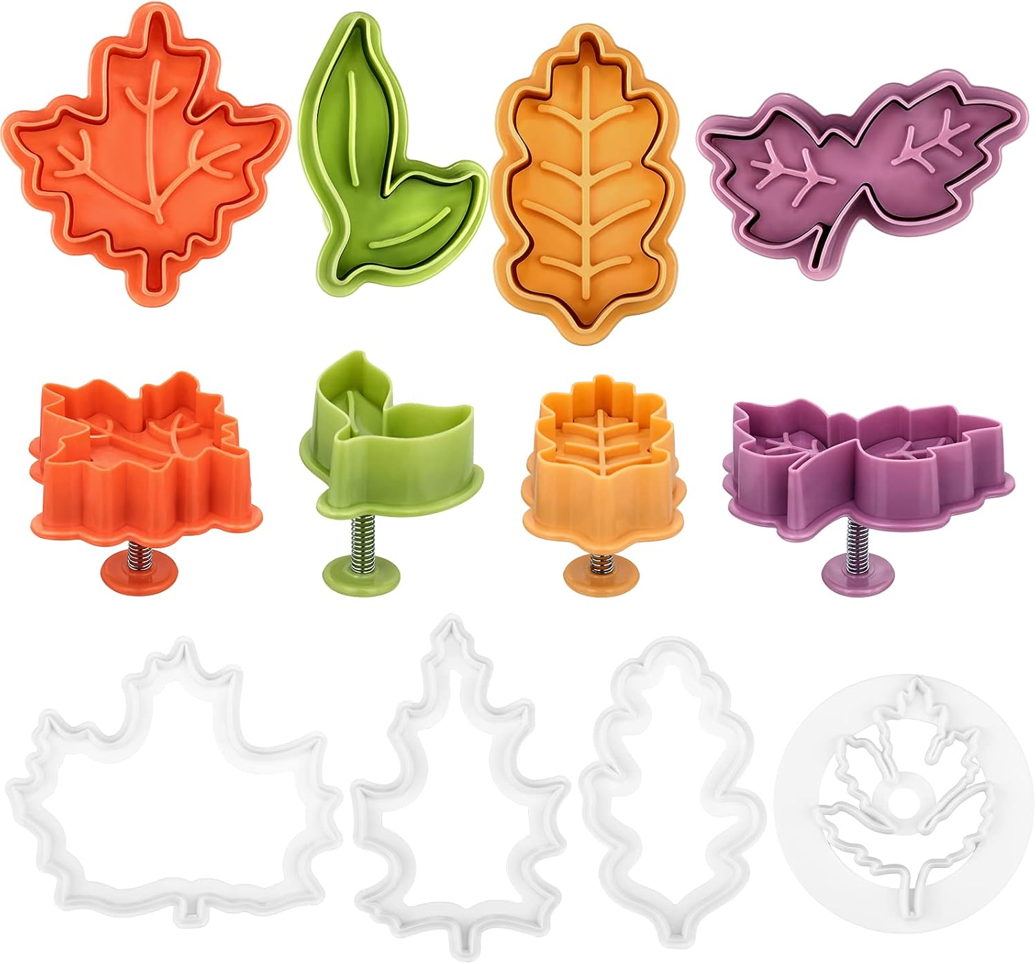 8 Pieces Fall Leaves Cookie Cutters Autumn Leaves Cutters Mould Maple Leaves Baking Pie Crust Fondant Stampers for Thanksgiving Christmas Autumn Biscuits Baking Decoration DIY Tools