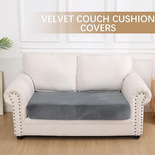Vista 88 de hyha Fundas de cojín de terciopelo para sofá, fundas elásticas para asiento de sofá modular, en forma de L para sofá seccional, funda de cojín suave