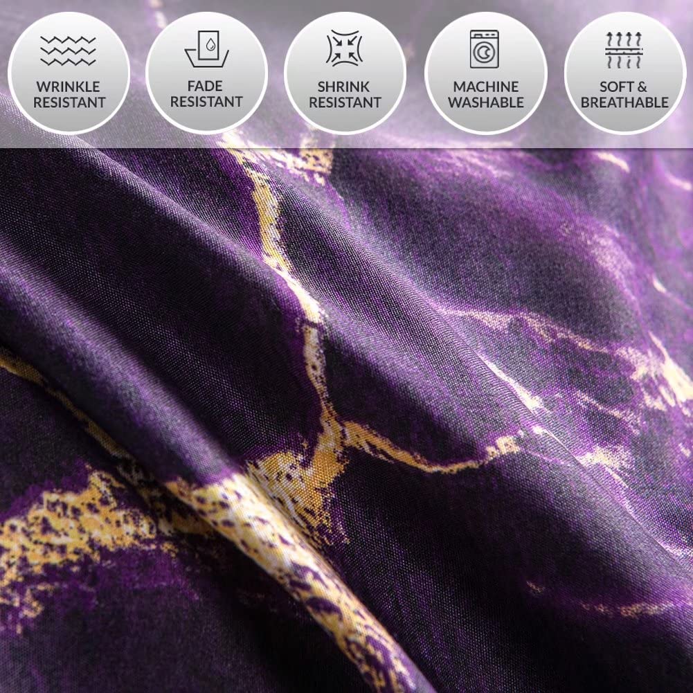 Set Copripiumino Ultra Morbido in Microfibra, 3 Pezzi, Con 2 Federa, 260x230cm,Chiusura a Cerniera, Motivo Marmo Viola, per Letto Matrimoniale Set Di Biancheria Da Letto