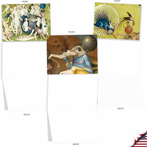 Miniatura 10 de The Best Card Company - 10 tarjetas retro en blanco con sobres (4 x 5.12 pulgadas) - Surtido artístico en caja, tarjetas de notas vintage -