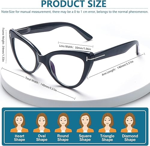 Miniatura 2 de BONCAMOR Paquete de 6 lentes de lectura de ojo de gato para mujer, bloqueo de luz azul, bisagras de resorte de gran tamaño, lectores de computadora