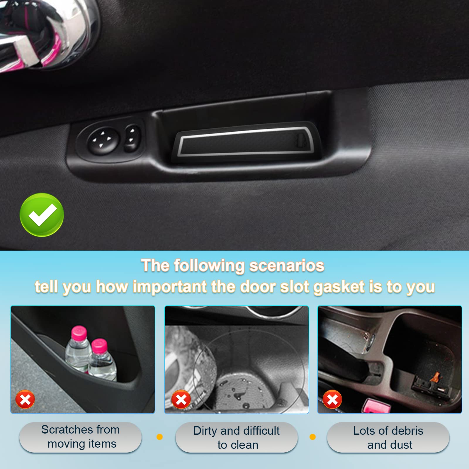 BIXUAN compatibile con Fiat 500 2016-2020 Abarth 595 2017-2021 Tappetini Antiscivolo per Console Centrale Bracciolo Tappetini in Gomma Supporto per Bevande Cuciture Antiscivolo 12 pezzi Bianco