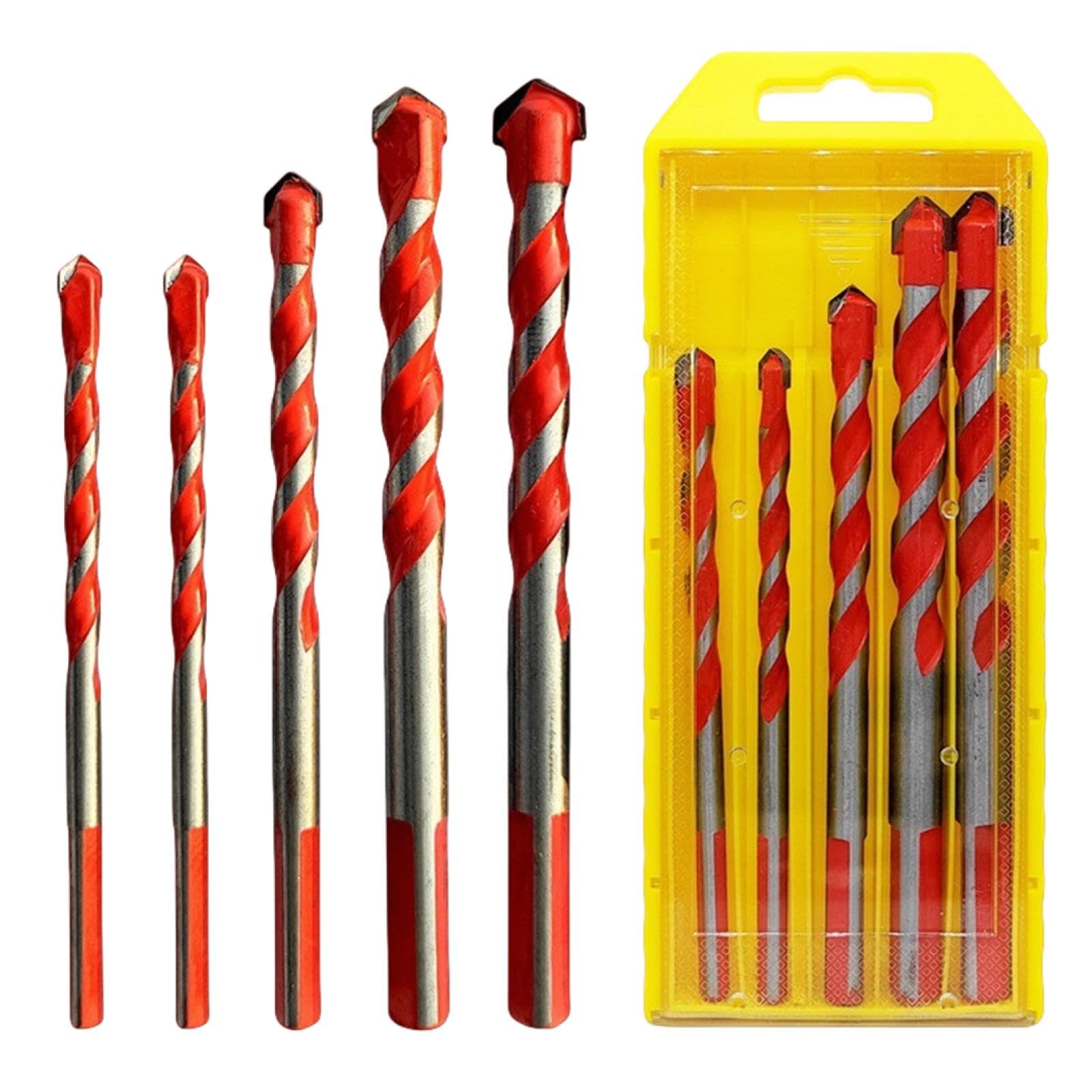 Set di punte da trapano a percussione in carburo, multifunzionali, triangolari, da 3 a 12 mm, per foratura di mattoni, piastrelle, ceramica e cemento (6, 8, 10, 12 mm)