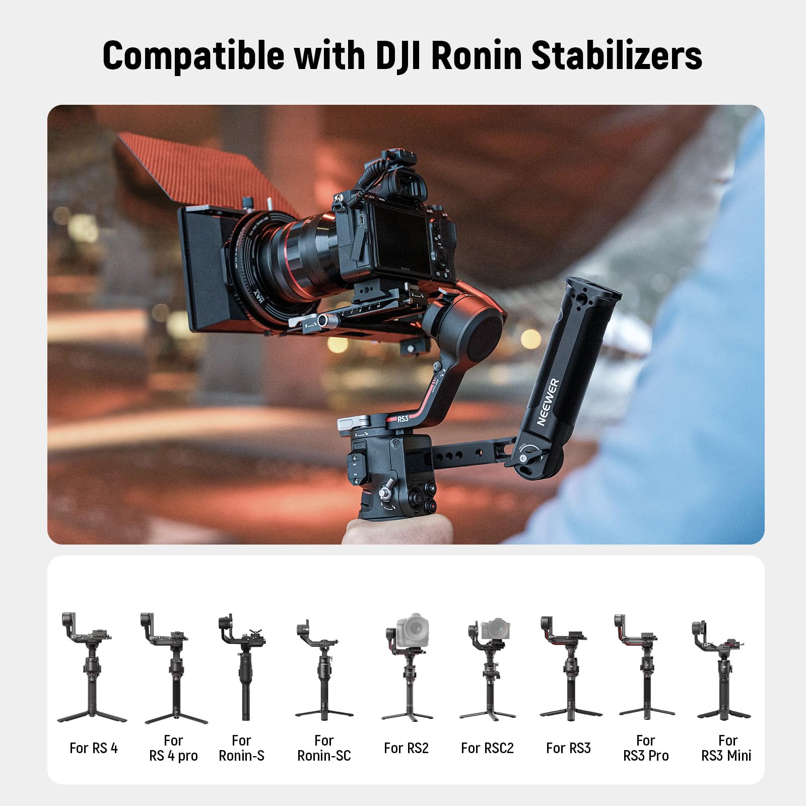 NEEWER RS4 RS3 Adjustable Gimbal Sling Handle Grip with NATO Rail - Image 2
