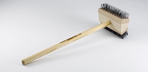 Miniatura 2 de Texas - Cepillo de madera para parrilla, mango de madera de 24 pulgadas, cerdas de acero al carbono, cepillo de limpieza de parrilla resistente,