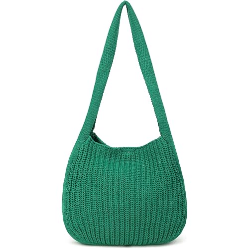 ENBEI Women's Crochet Tote Bag Knit Shoulder bag,Aesthetic Bag,Cute Eco-Friendly Tote for Travel,Daily Use,Gift Box Packaging