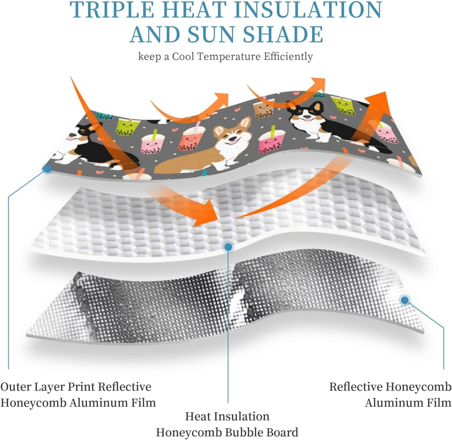 Cute Corgi Printed Car Sunshade