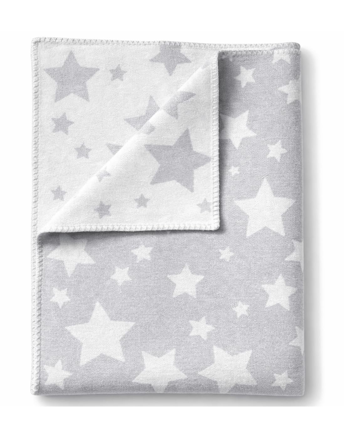 TextilBase Babydecke aus 100% Baumwolle, Kuscheldecke für Jungen & Mädchen, 100x140 cm Baby Decke für Kinderwagen, Oeko-Tex 100 weiche Kinderdecke als Geburtsgeschenk für Neugeborene (Graue Sterne)