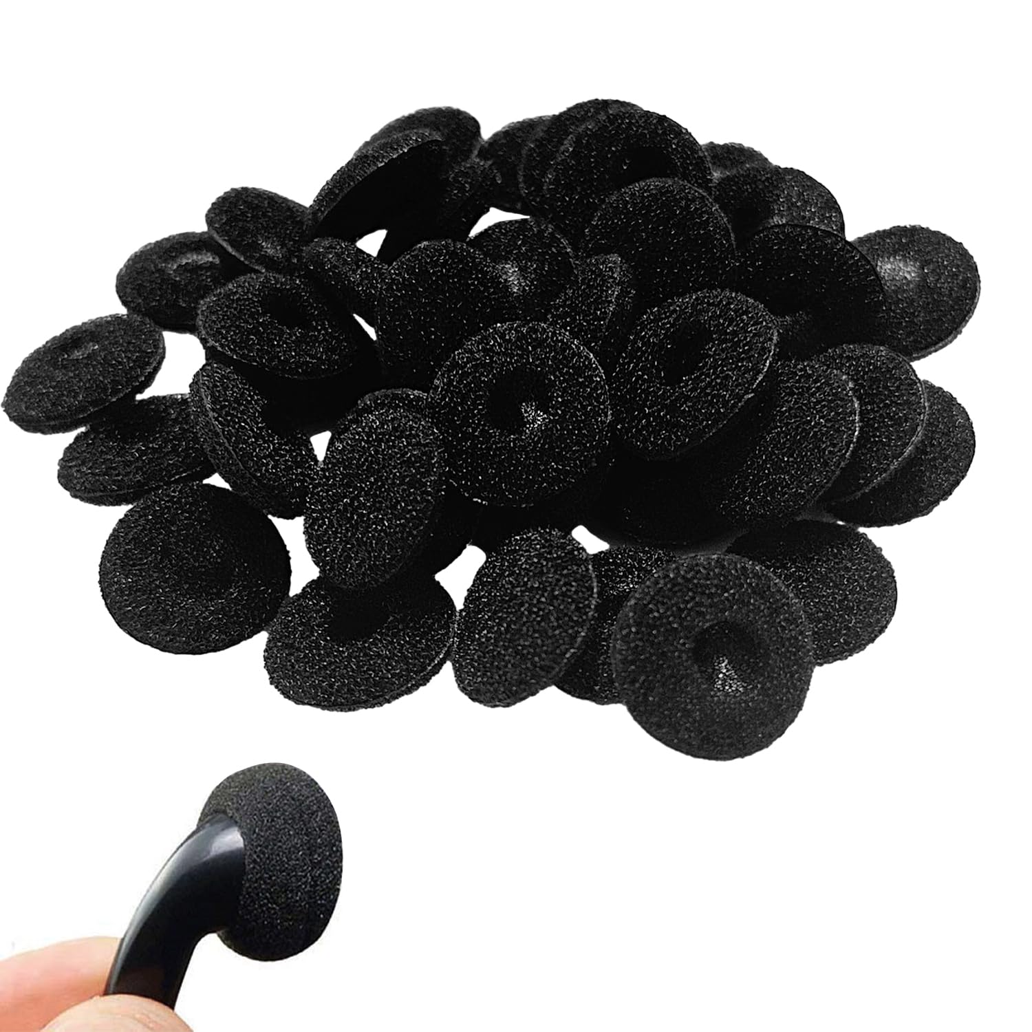 40 spugne di ricambio per cuffie, cuscinetti auricolari, punte in spugna di ricambio, cuscinetti in schiuma per cuffie da 18 mm (nero)