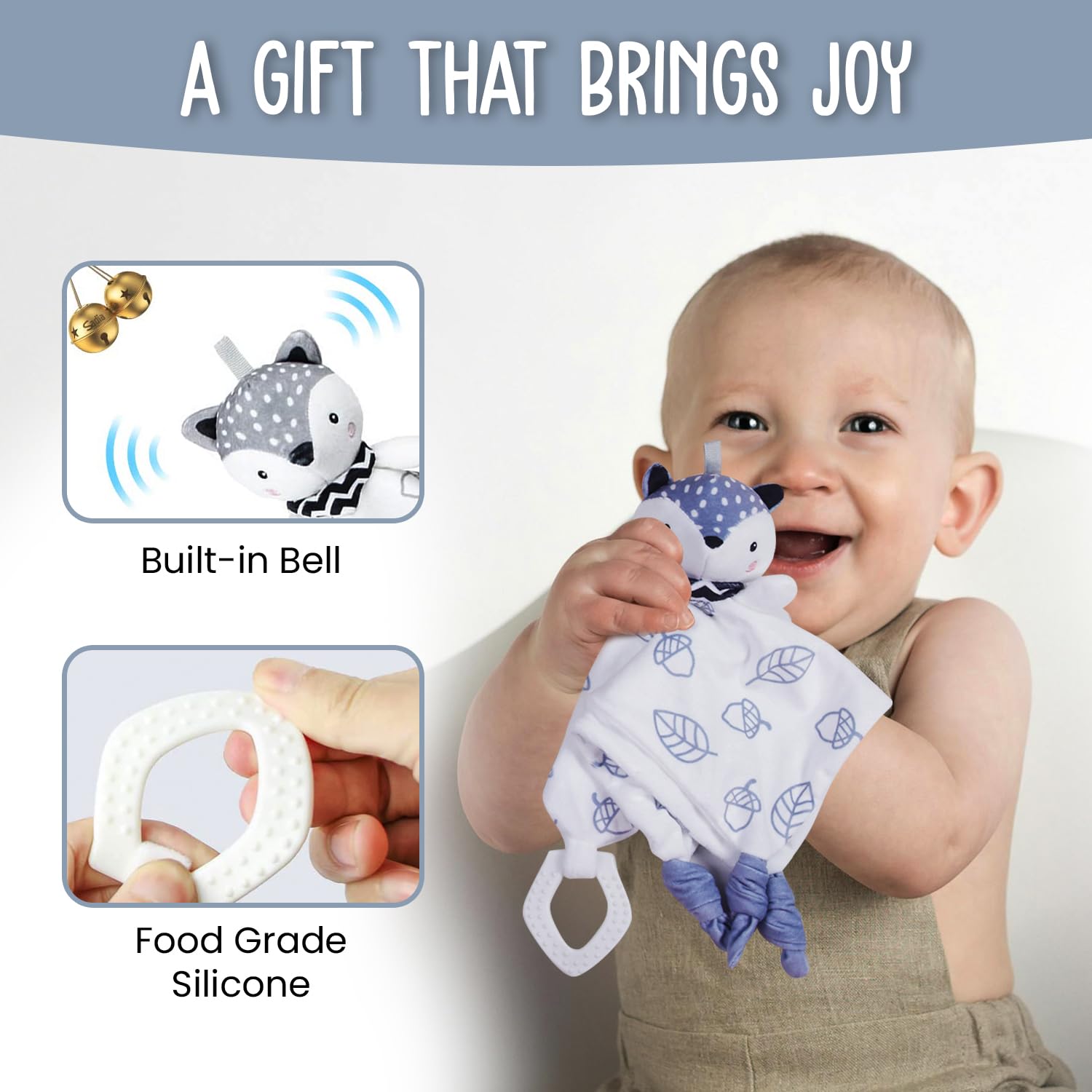 Juego de regalo para baby shower, caja de regalo de 7 piezas para bebés niños o niñas de 0 a 12 meses, bonito regalo de baby shower con manta para recién nacido, manta de seguridad, juguete sonajero