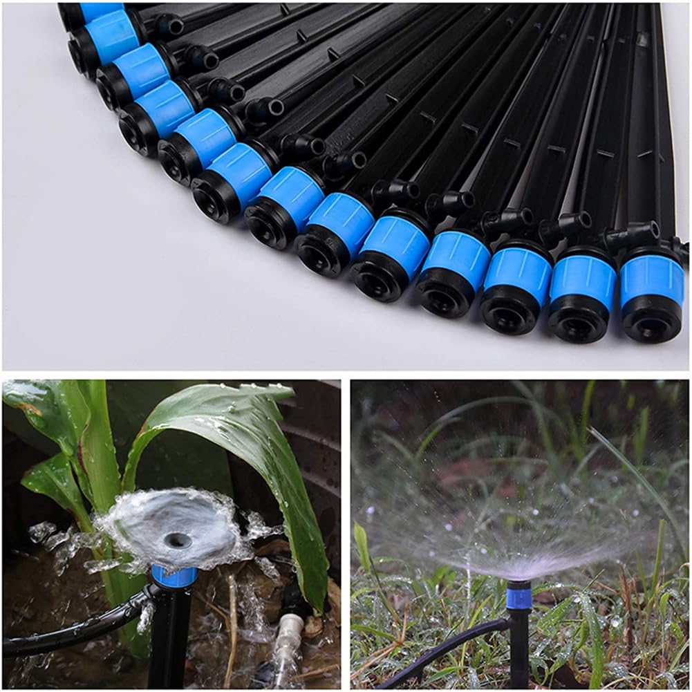 10 Pezzi a 360 Gradi Sprinkler di irrigazione Regolabile, gocciolamento a Flusso Regolabile con, irrigatore di droppers per Tubi da 4/7 mm, gocciolamento per irrigazione da giardin