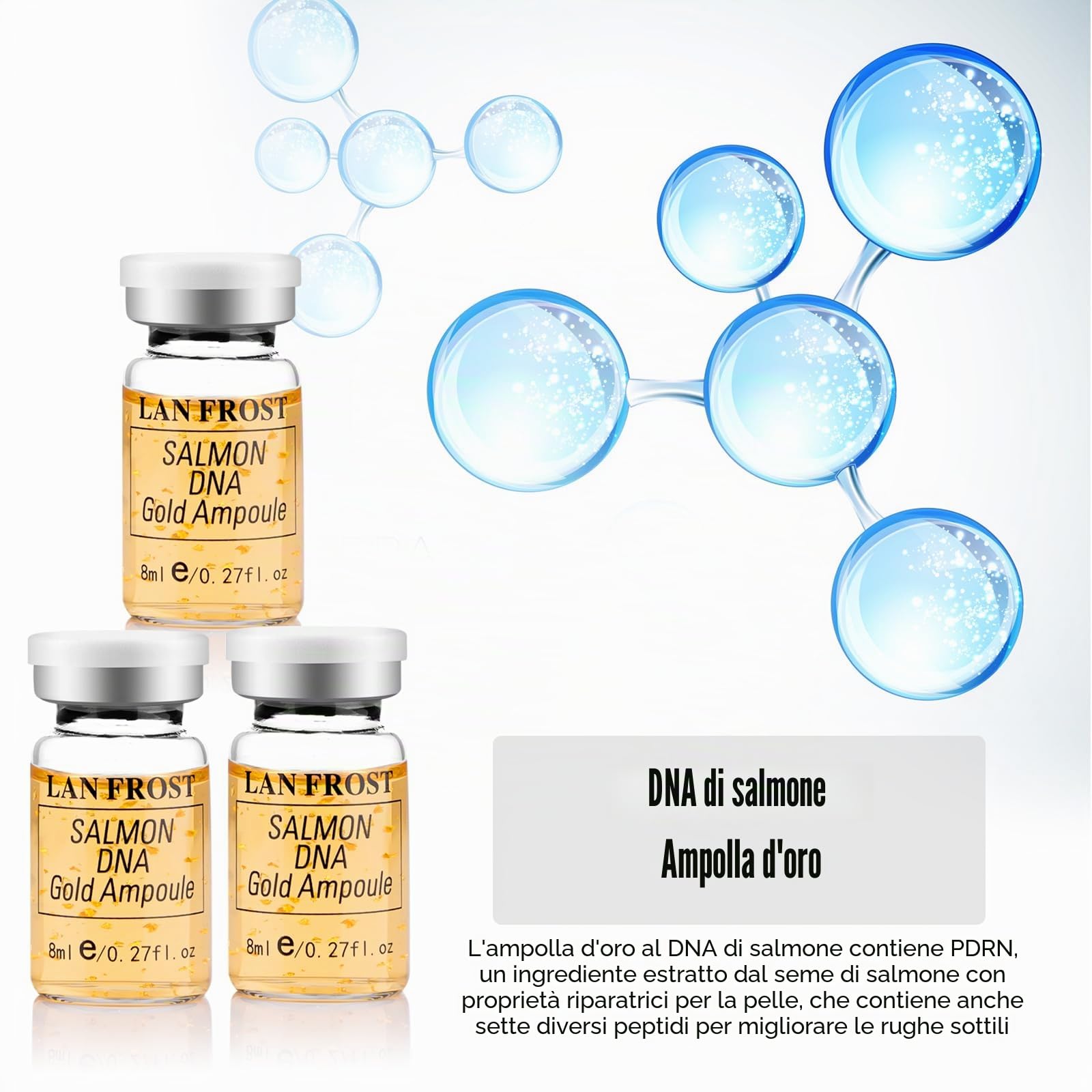 BB Facial Glow Starter Kit Siero all'acido ialuronico Essence per la cura della pelle | 8 ml, 12 pezzi, da utilizzare con balsamo per la pelle Microneedle (oro)