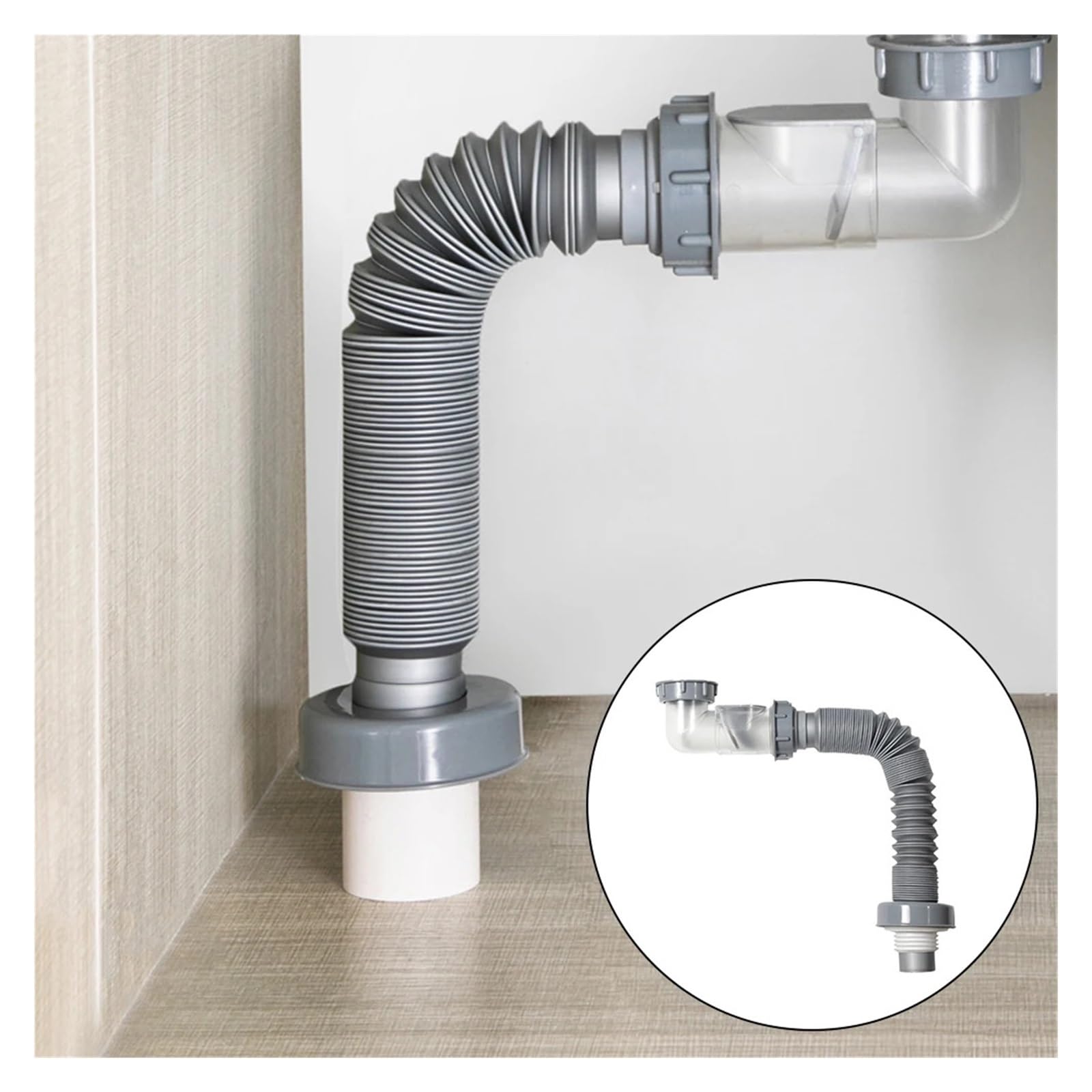 Tubo di scarico per lavello da cucina, 90 cm, con valvola di arresto, filtro per lavabo, deodorante da bagno, accessori per tubi resistenti alle scottature, durevole e facile da installare