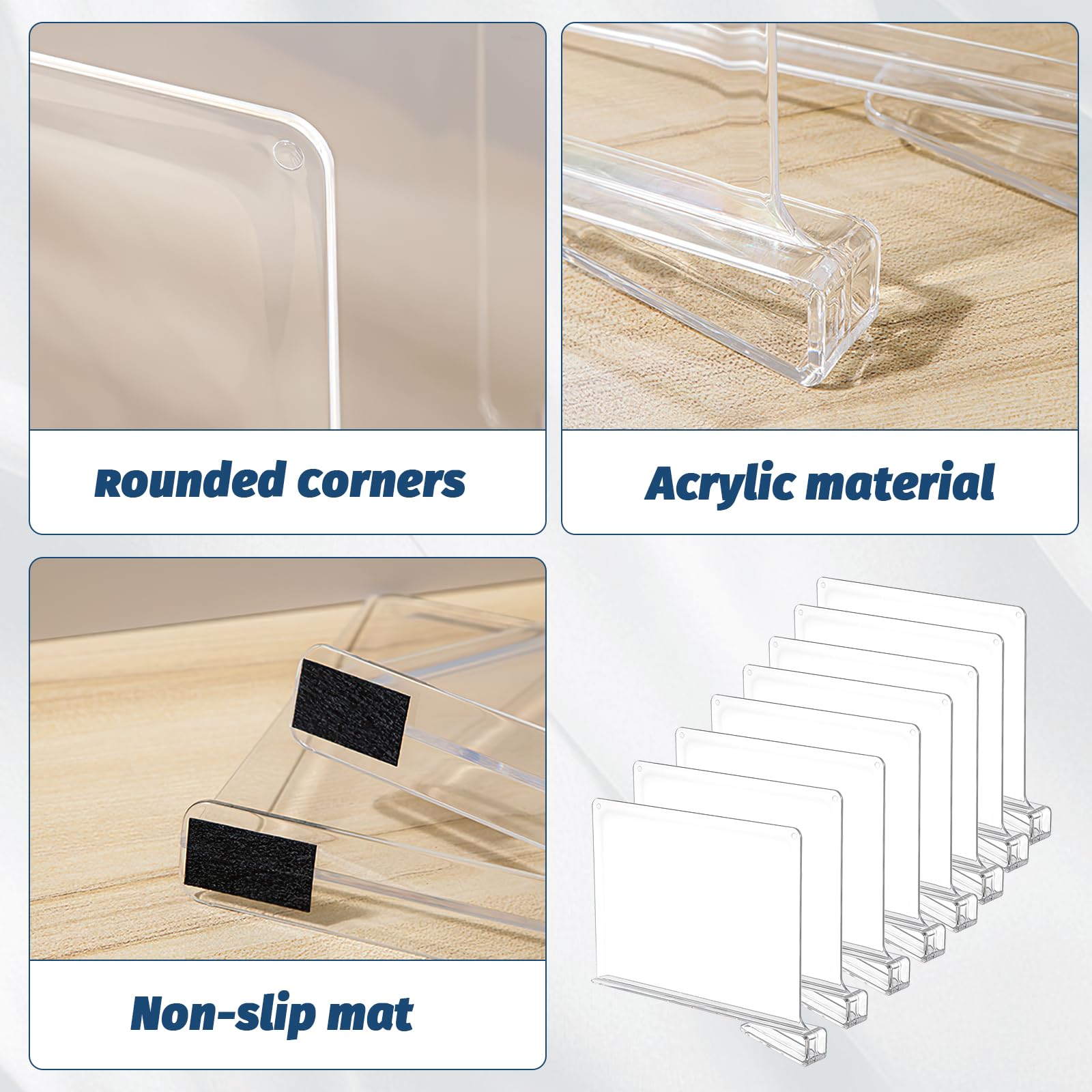 Kasanni 8 Pezzi Divisori Armadio 30x20 Cm Divisori per Mensole in Acrilico Trasparente Multifunzione Divisori per Armadio Interno Adatto per Camere da Letto, Cucine, Librerie