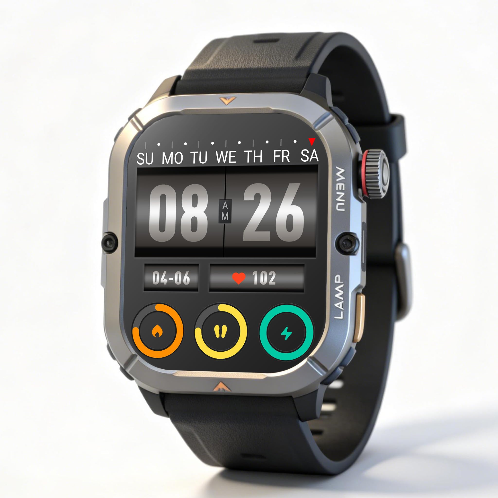 AGM Watch Legion 3 Smartwatch Herren Outdoor, 1,95" AMOLED Display, Militärstandard Robust & Stoßfest, 5ATM Wasserdicht, 500mAh Akku für 10 Tage Laufzeit, Fitness Tracker, Herzfrequenz SpO2