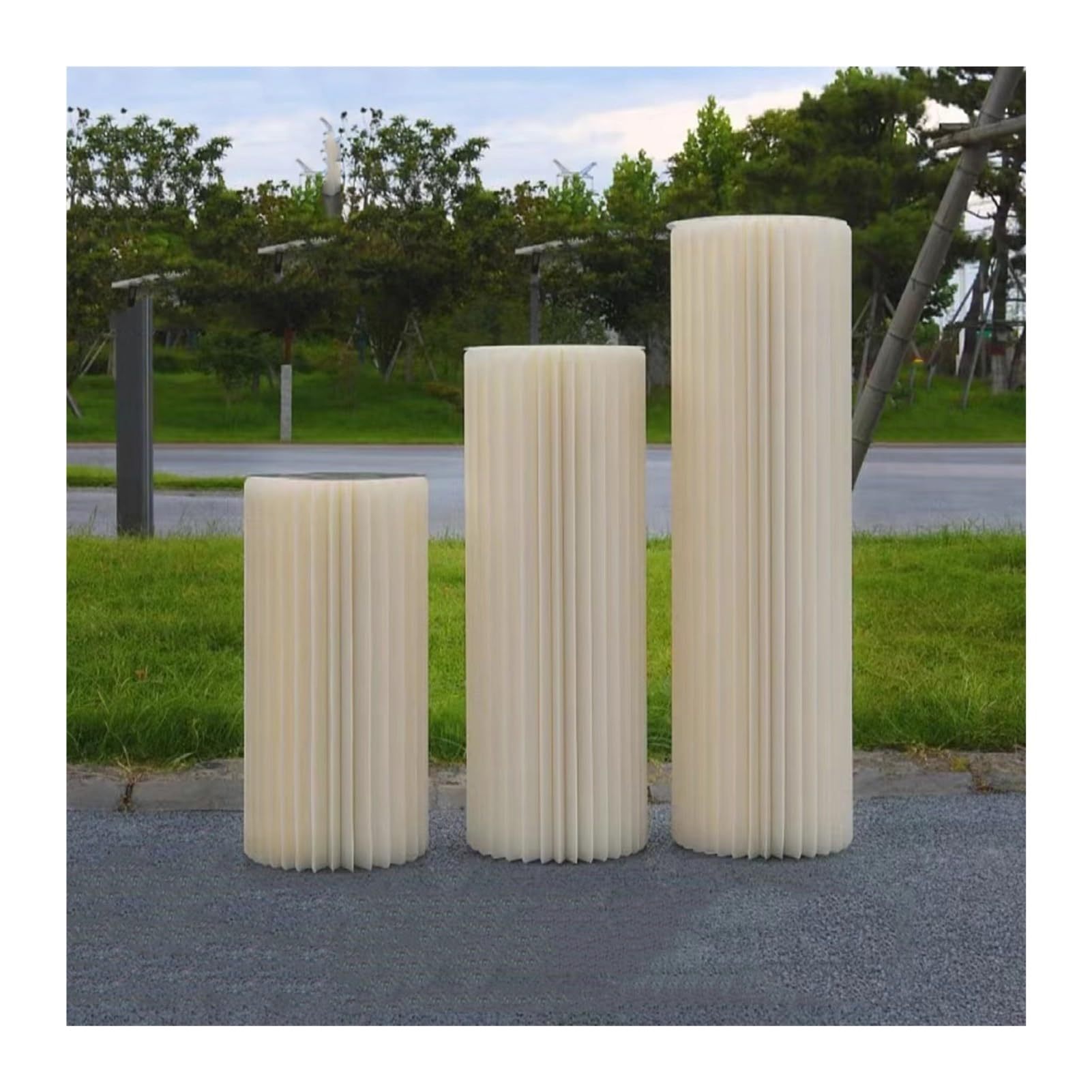 YTBHSHXZ plinth， Wedding Centerpieces Display, Cylinder Flower Stand Paper Roman Pillar(Beige,B)