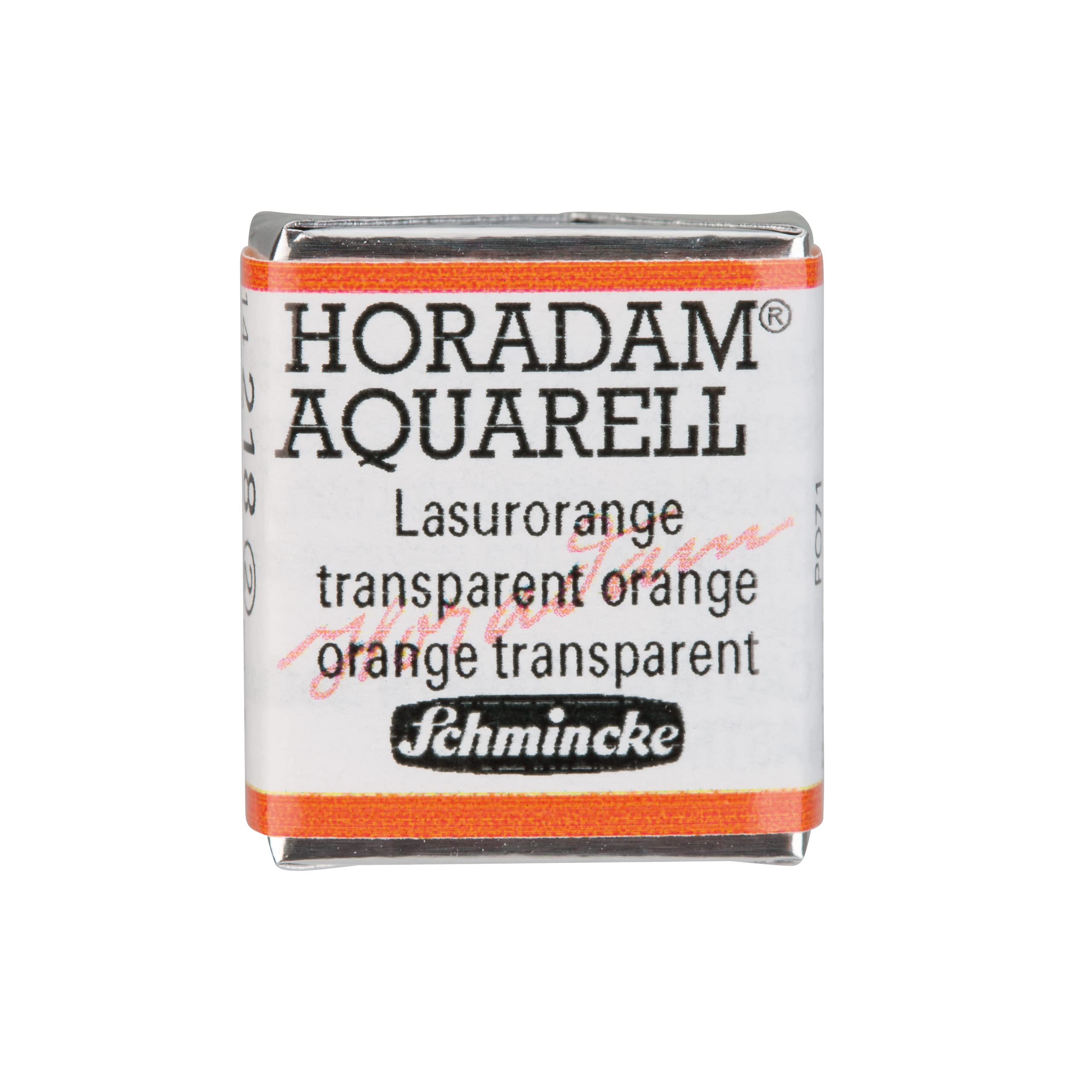 Schmincke - HORADAM® AQUARELL - Finest Artists' Watercolor Paints, 218 Transparent Orange, 14 218 044, 1/2 pan
