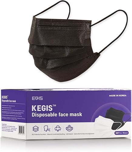 Disposable Face Mask (50PCS) Elastic ear loop with adjustable nose bridge. Made in Korea
