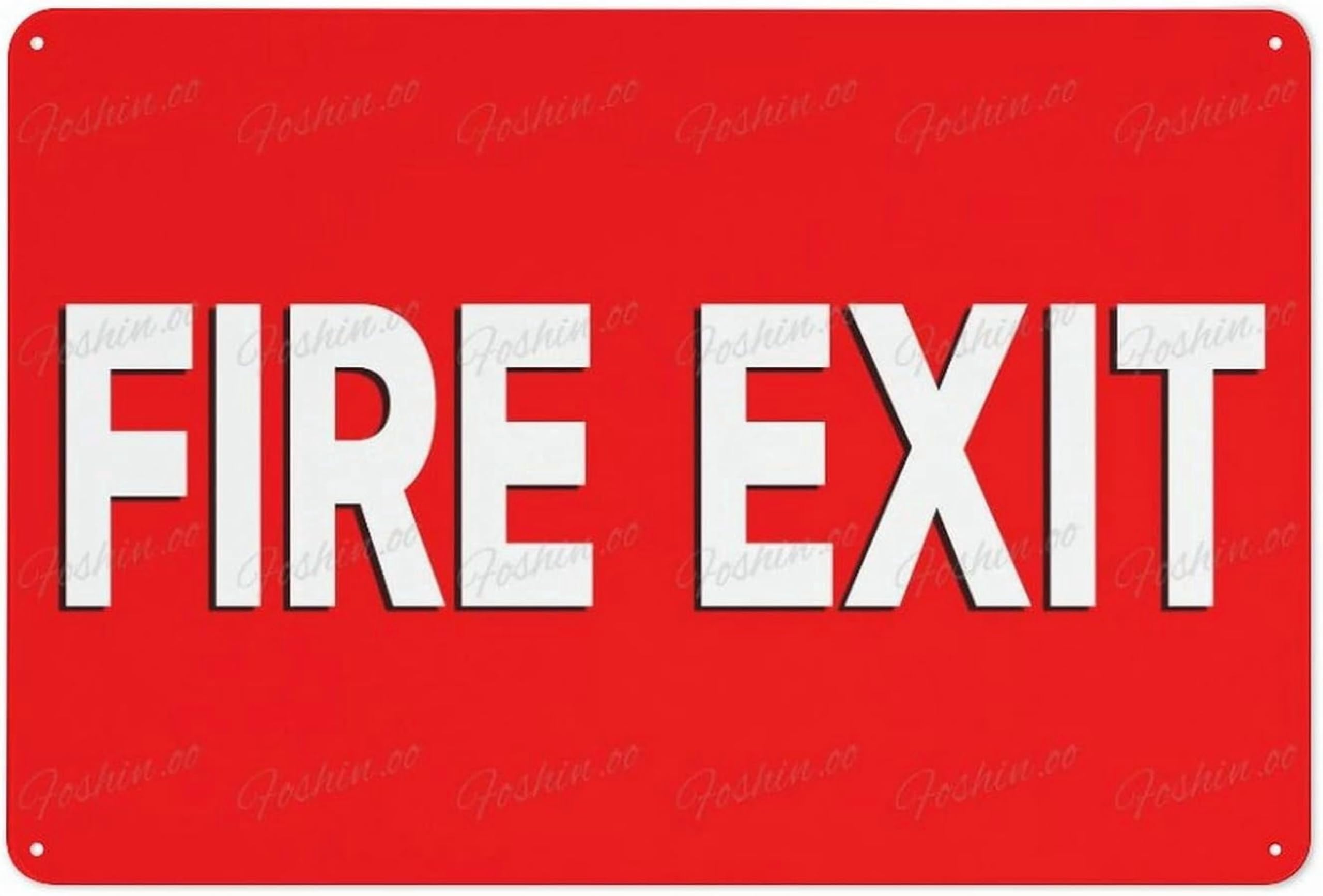 (2-Pack) Metal Tin Sign Retro Sign Fire Exit 12"X8" Warning Signs For Property Yard House Office