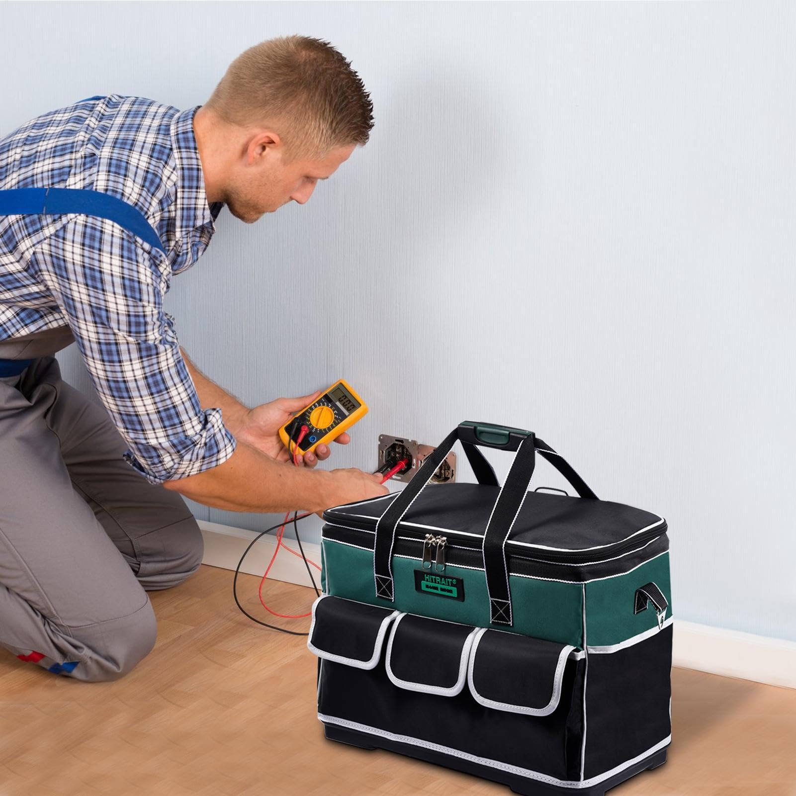 Bolsa de herramientas con ruedas,Bolsa de herramientas con ruedas Bolsa de | Organizador de almacenamiento impermeable con mango telescópico, bolsa de herramientas con ru