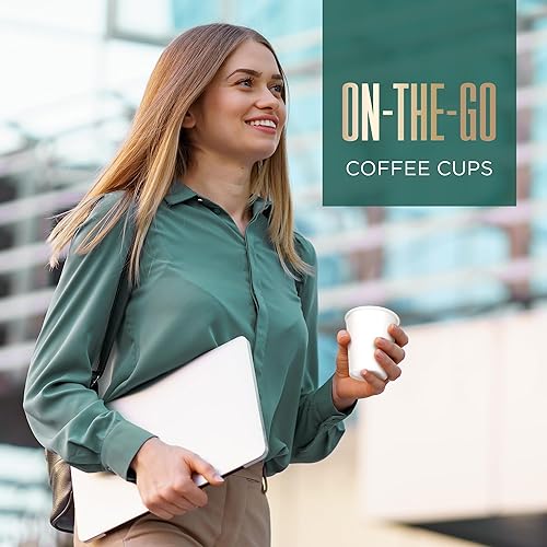 Miniatura 6 de Paquete de 50 tazas de café de papel desechables 16 onzas, blancas  Tazas para beber café con chocolate caliente, té, agua fría, jugo, adecuadas