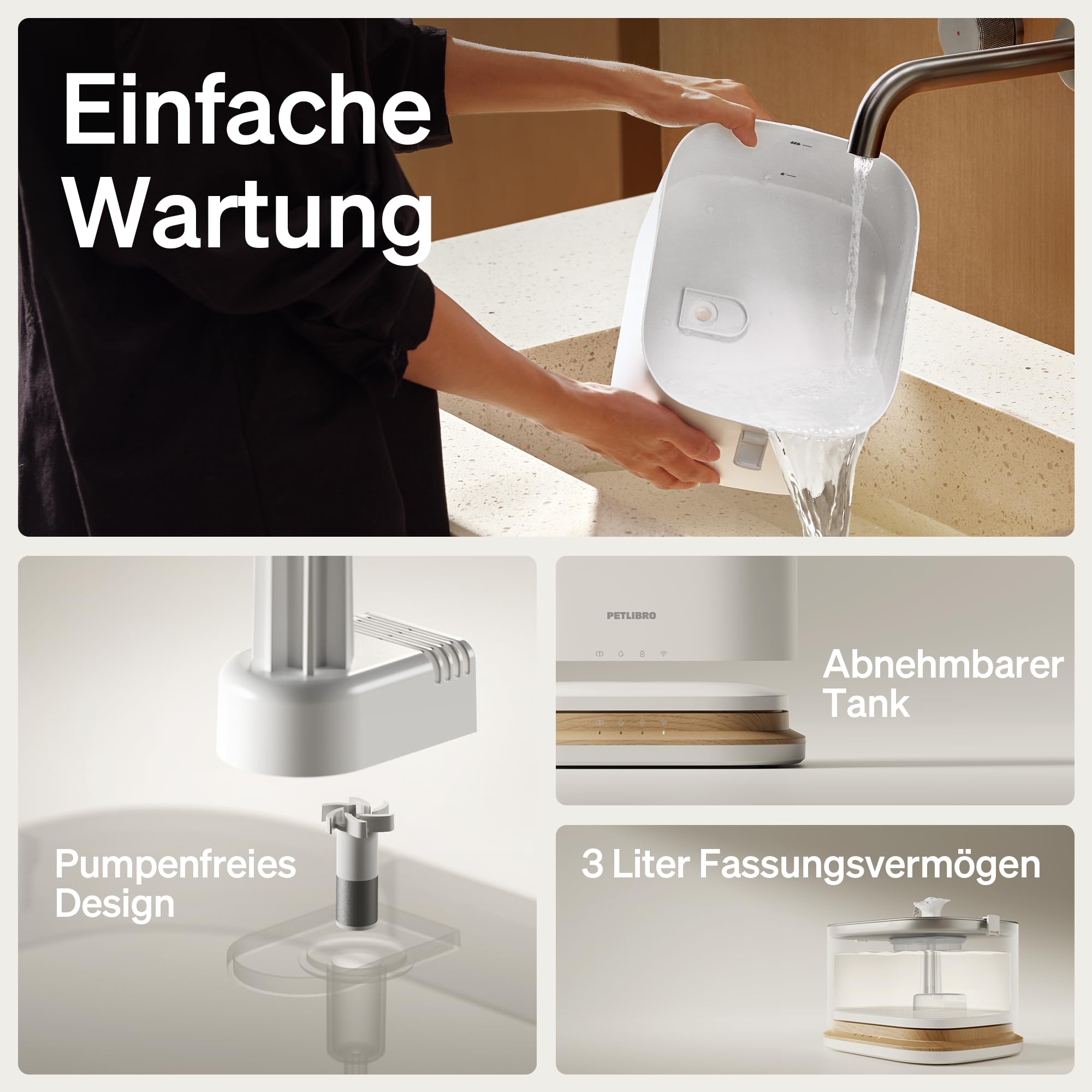 PETLIBRO Upgrade Katzenbrunnen - Kabelloser Trinkbrunnen für Katze mit App-Überwachung, 3L/101oz Dockstream 2, Edelstahlablage, 5GHz WiFi, ideal für Haustiere