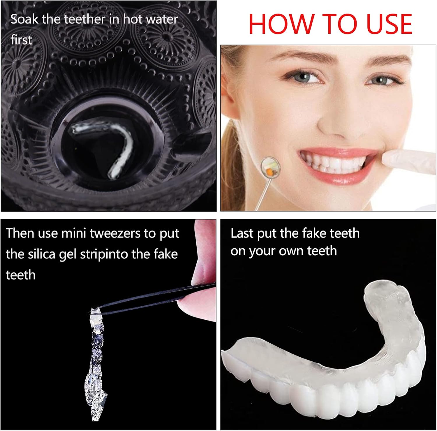 2 Pairs Instant Veneers Dentures Fake Teeth Braces Whitening Cosmetic