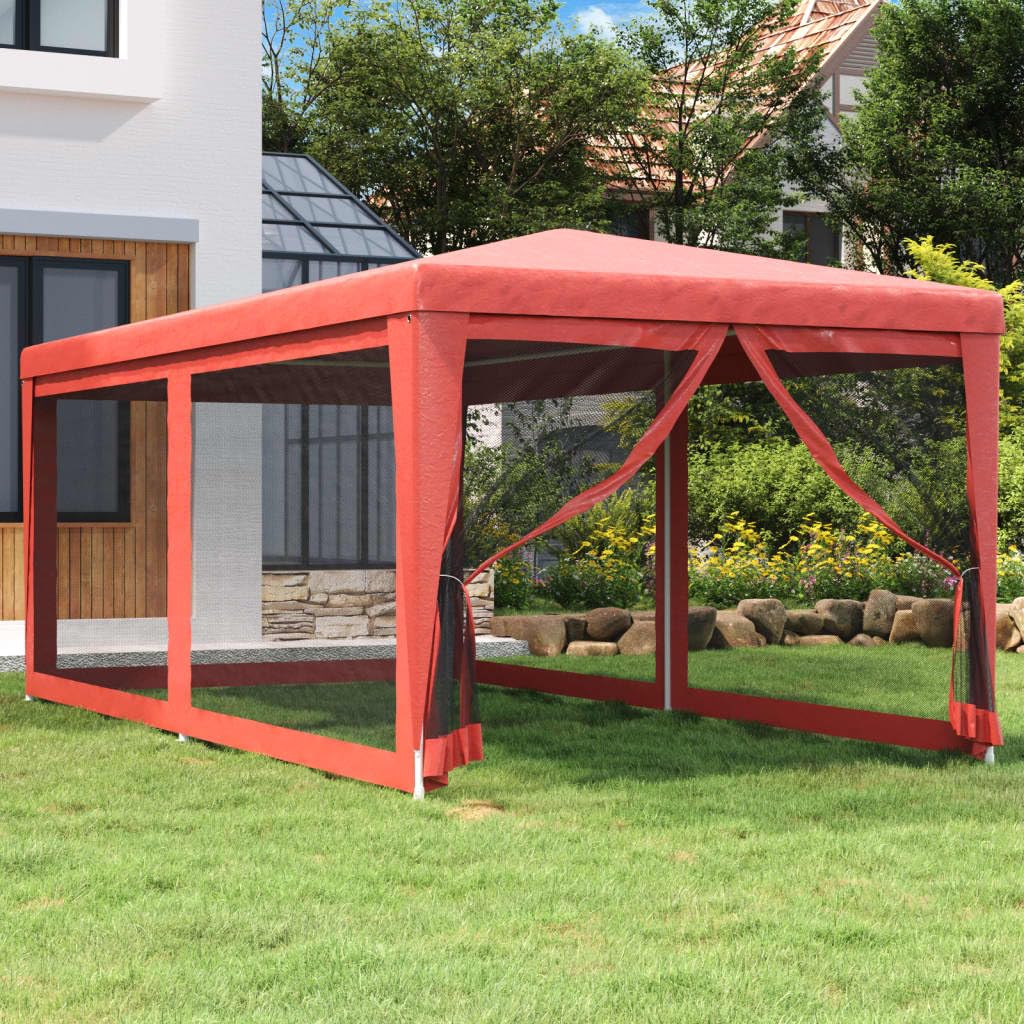 Namiot imprezowy z 6 siatkowymi ścianami bocznymi 3x6 M HDPE czerwony